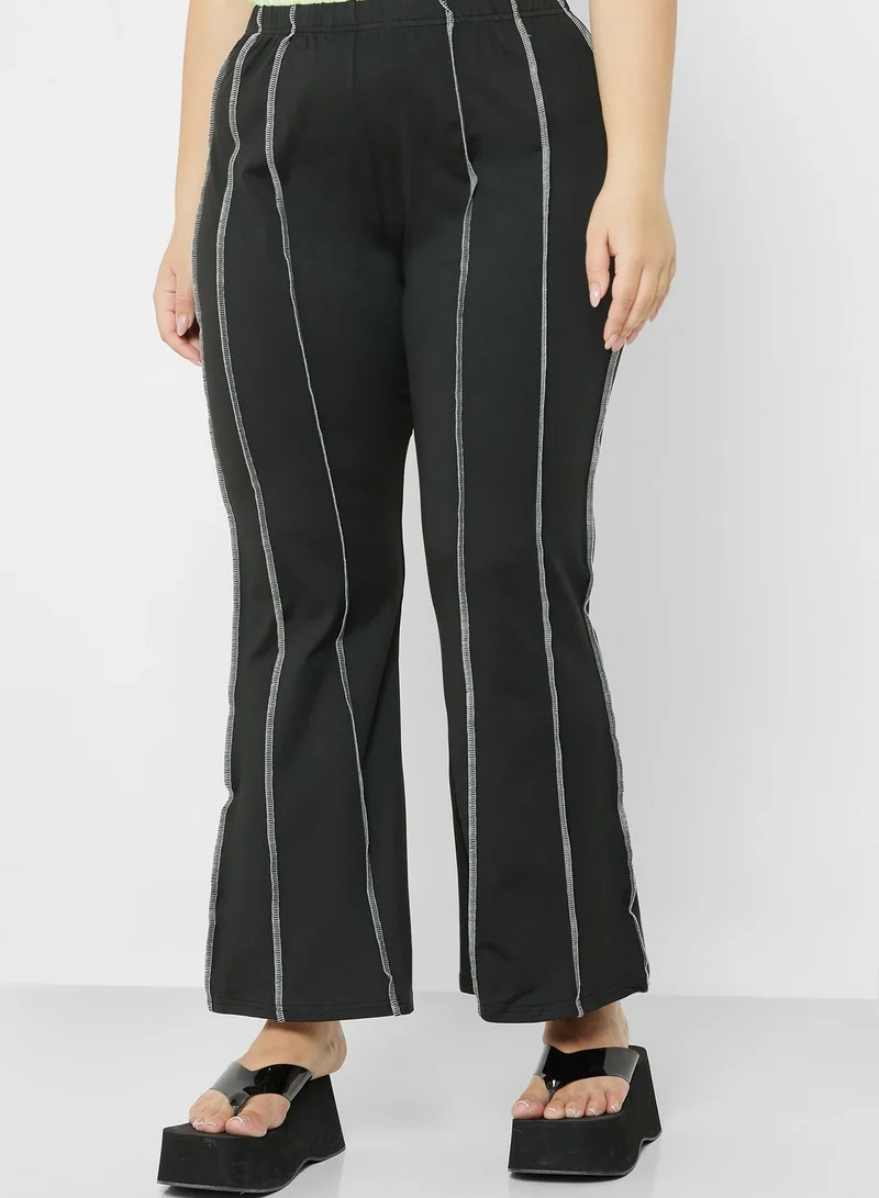 Ginger Plus Contrast Seam Detail Flared Pants