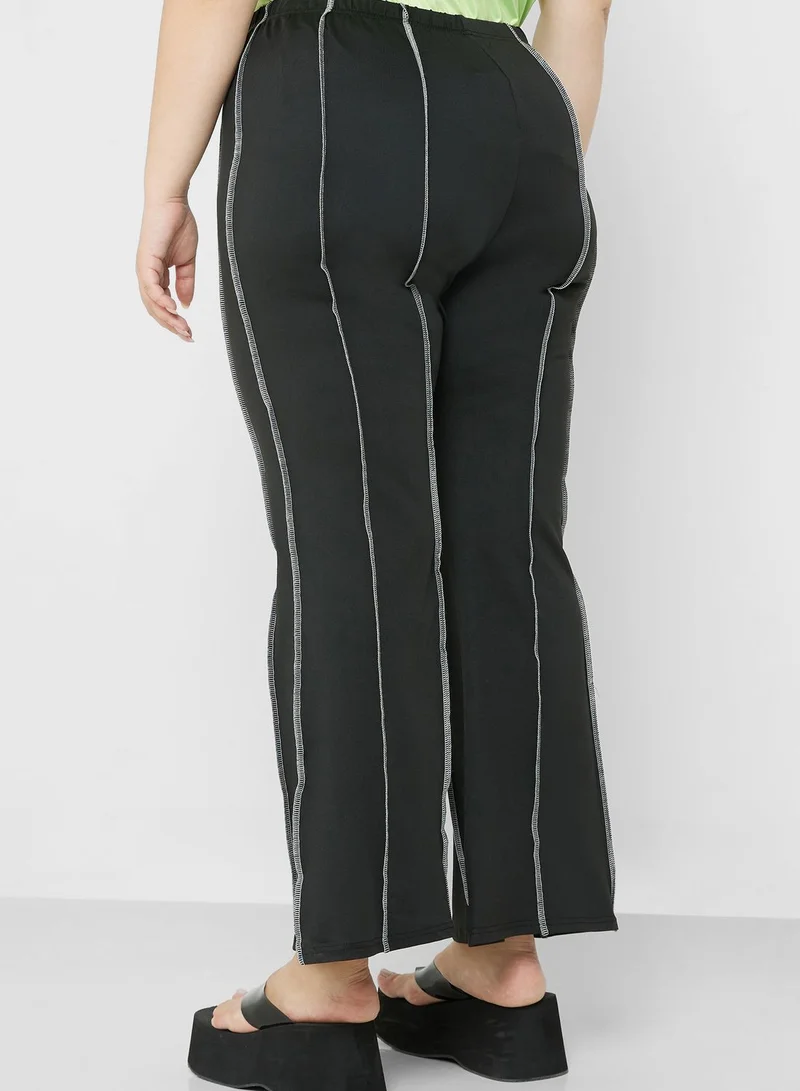 Ginger Plus Contrast Seam Detail Flared Pants
