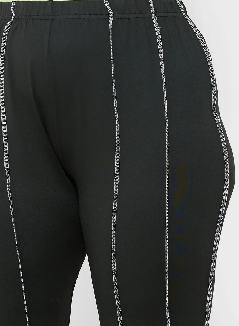 Ginger Plus Contrast Seam Detail Flared Pants