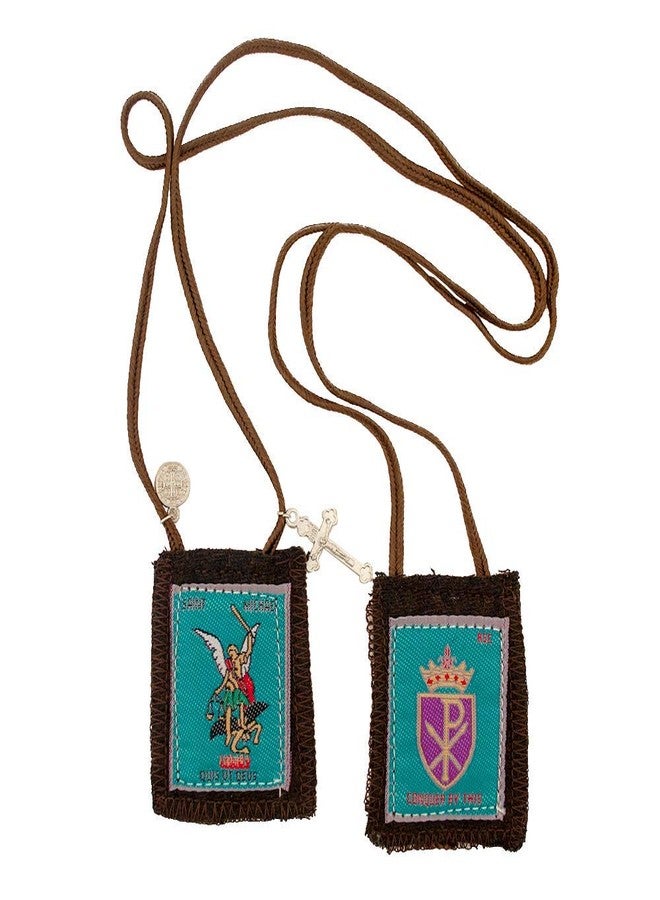 Venerare Catholic Holy Figure Saint Scapular | 100% Wool | Comes with Enrollment Papers (St Michael The Archangel) - Image 1