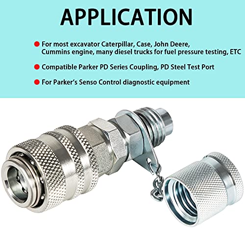 CASTNOO Hydraulic Pressure Test Coupling Kit Fits for Parker PD Series Coupler,Caterpillar Case John Deere Excavator Construction Machinery-Working Pressure 6000PSI/400BAR - Image 3