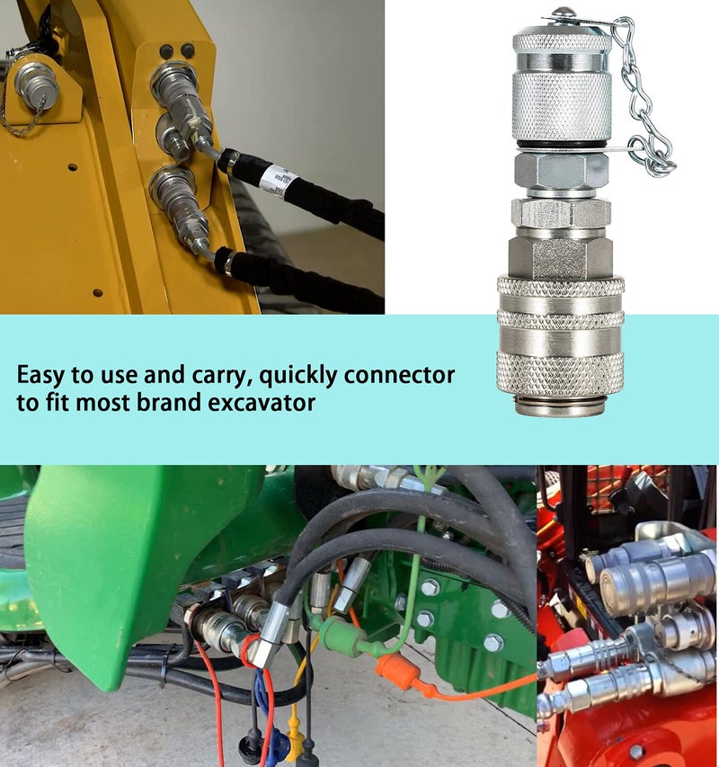 CASTNOO Hydraulic Pressure Test Coupling Kit Fits for Parker PD Series Coupler,Caterpillar Case John Deere Excavator Construction Machinery-Working Pressure 6000PSI/400BAR - Image 4