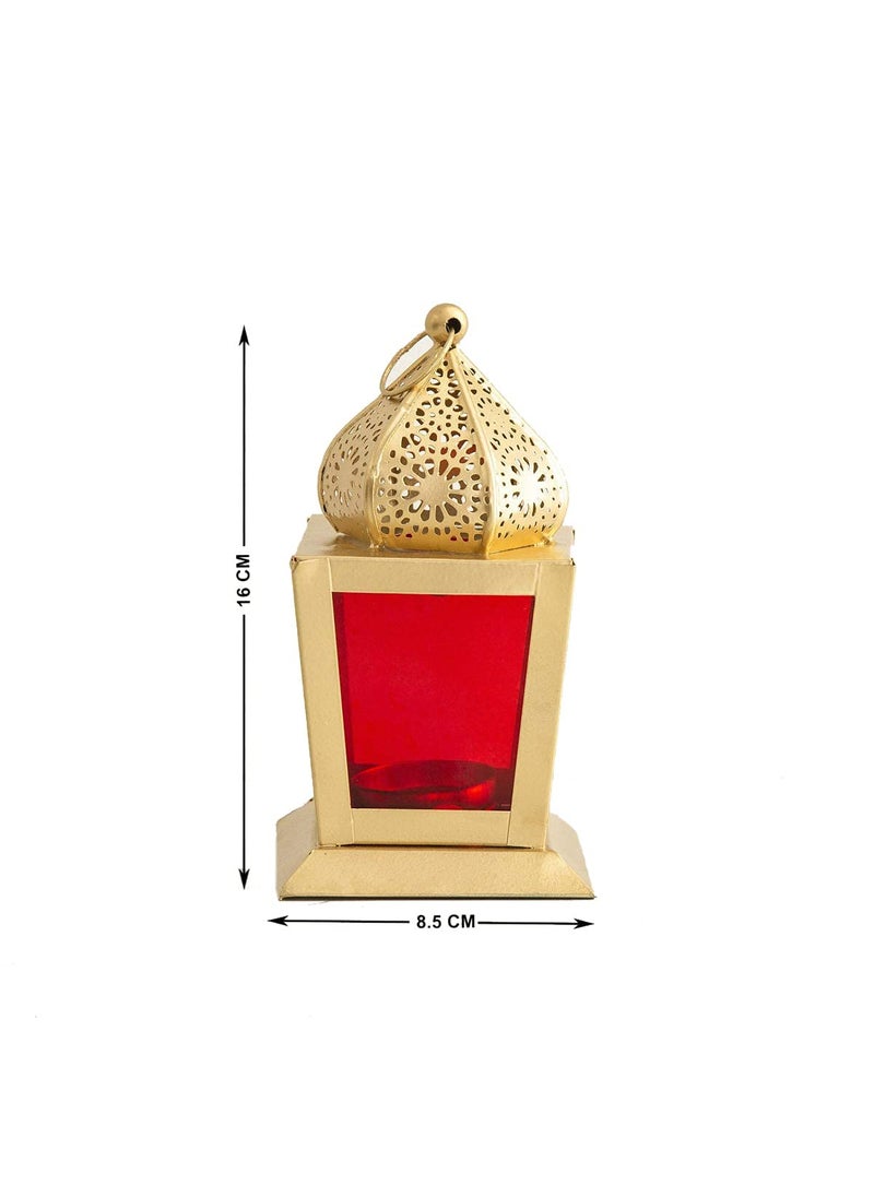 Blue Well Overseas - Blue Well Overseas Decorative Square Hanging LanternLamp with tLight CandlePack of 1 Red laltern_02 - Image 1