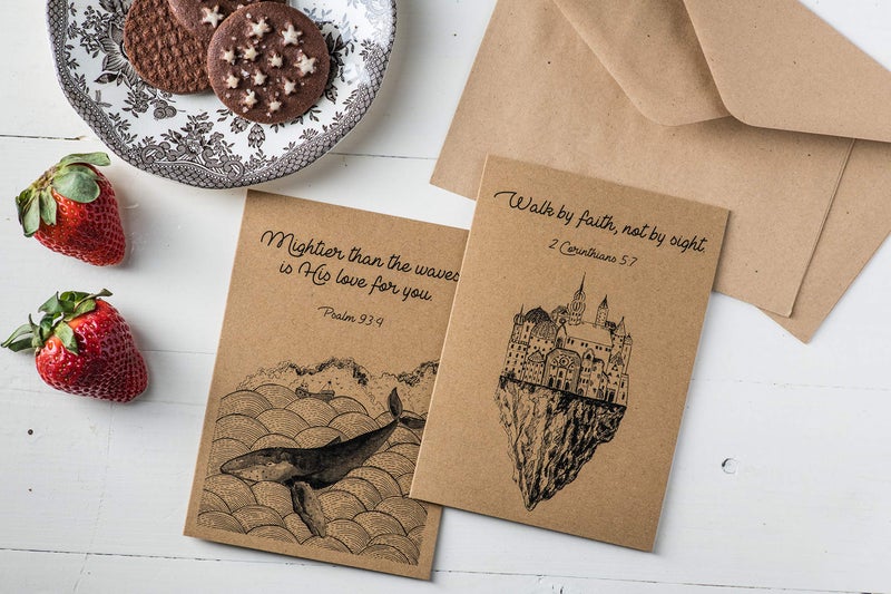 DIVERSEBEE 18 Kraft Inspirational Christian Greeting Cards with Envelopes (6 Unique Designs), Bulk Motivational Bible Verse Quotes, Encouragement Scripture Note Cards Assortment - 4x6 Inches - Image 5