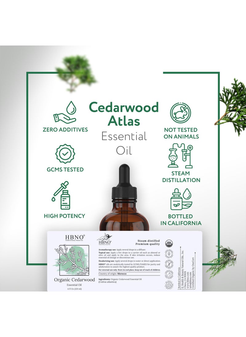 hbno HBNO Organic Cedarwood Essential Oil - Huge 4 oz (120ml) Value Size - USDA Certified Organic Cedarwood Essential Oil for Aromatherapy, Soap Making, DIY, Fragrances, Diffuser.  - Image 4
