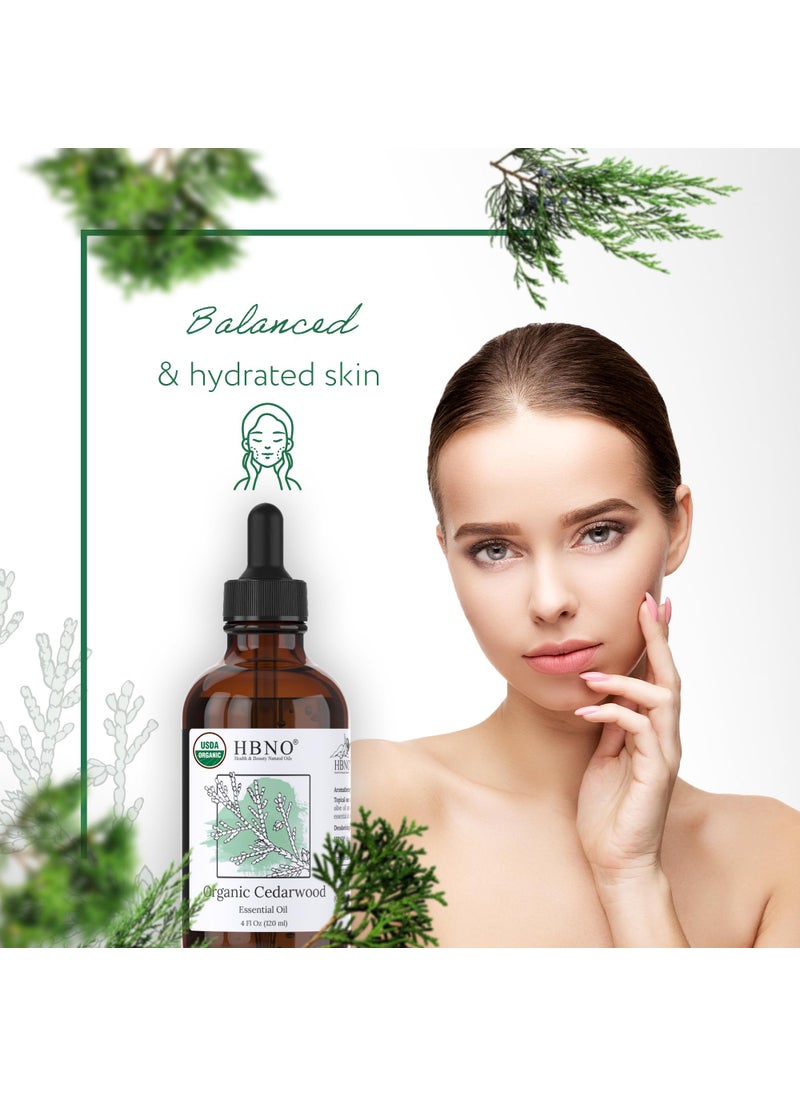 hbno HBNO Organic Cedarwood Essential Oil - Huge 4 oz (120ml) Value Size - USDA Certified Organic Cedarwood Essential Oil for Aromatherapy, Soap Making, DIY, Fragrances, Diffuser.  - Image 5