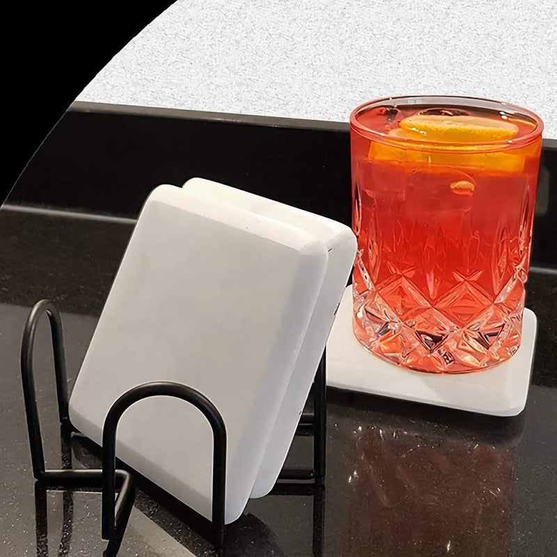 Kingrol 4 Pack Metal Coaster Holders for 4" Round and Square Coasters, 3.15" Height, Hold 6 to 10 Coasters - Image 5