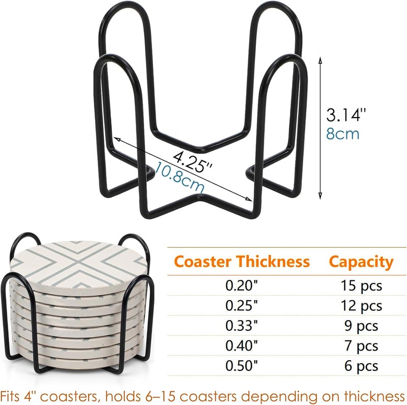 Kingrol 4 Pack Metal Coaster Holders for 4" Round and Square Coasters, 3.15" Height, Hold 6 to 10 Coasters - Image 2
