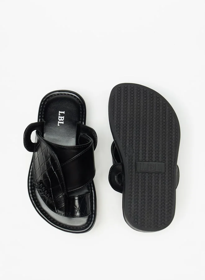 LBL by Shoexpress Boys Textured Slip-On Arabic Sandals with Toe Loop Closure