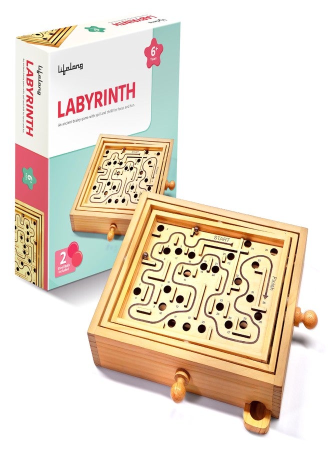 Lifelong Labyrinth Wooden Maze Puzzle Game for Kids and Adults | Skill Toy for Focus and Patience | Hand-Eye Coordination Game | Compact Travel Board | Brain Development Gift for Ages 6+ - Image 4