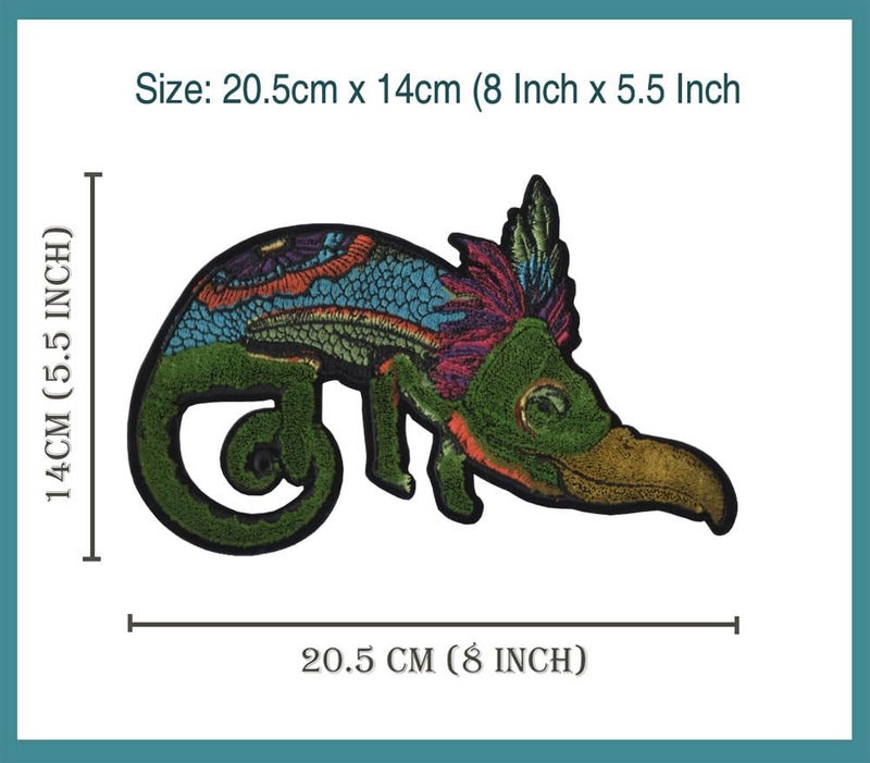 Generic Picasso Lizard/Chameleon/Gecko/Girgiti Embroidered Sew-on Reptile Patch ; Size: 20.5cm x 14cm for Jackets, T-Shirts, Bags, Jeans, Pants, Outdoor Clothing ; Imported from Malaysia. (Code: L-2)  - Image 2
