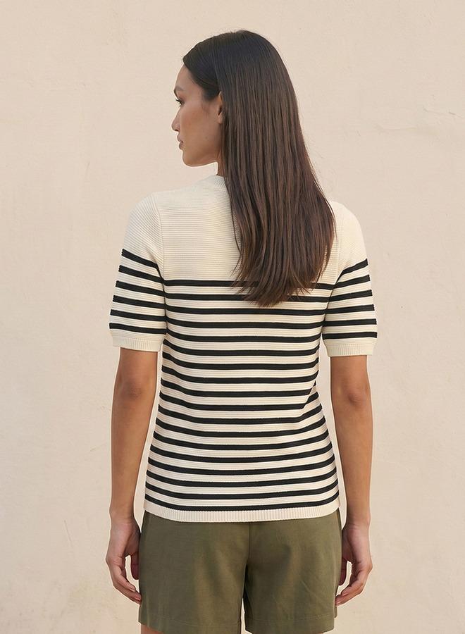 Splash FAV Basic Ottoman Striped Crew Neck Sweater - Image 4