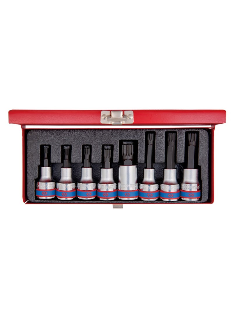 King Tony 8-Piece 1/2" Drive Spline Bit Socket Set - M5 to M16 - Model 4128PR