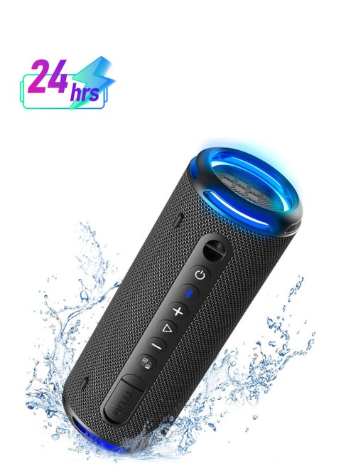 Tronsmart T7 Lite 24W Portable Outdoor Speaker, 24W Stereo Sound with Deep Bass, Bluetooth 5.3, IPX7 Waterproof, 24 Hours of Playtime, Custom EQ via App, Ultra Portable for carry - Black