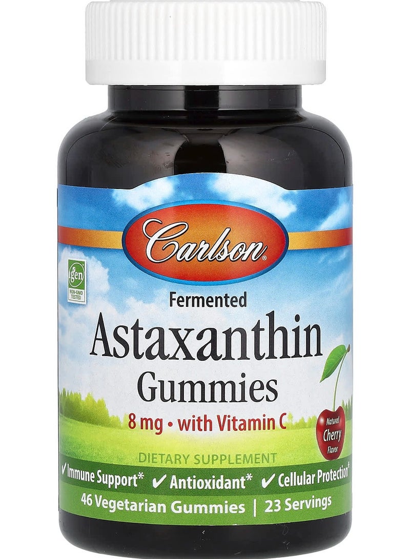 Fermented Astaxanthin Gummies with Vitamin C, Natural Cherry, 8 mg, 46 Vegetarian Gummies (4 mg per Gummy)