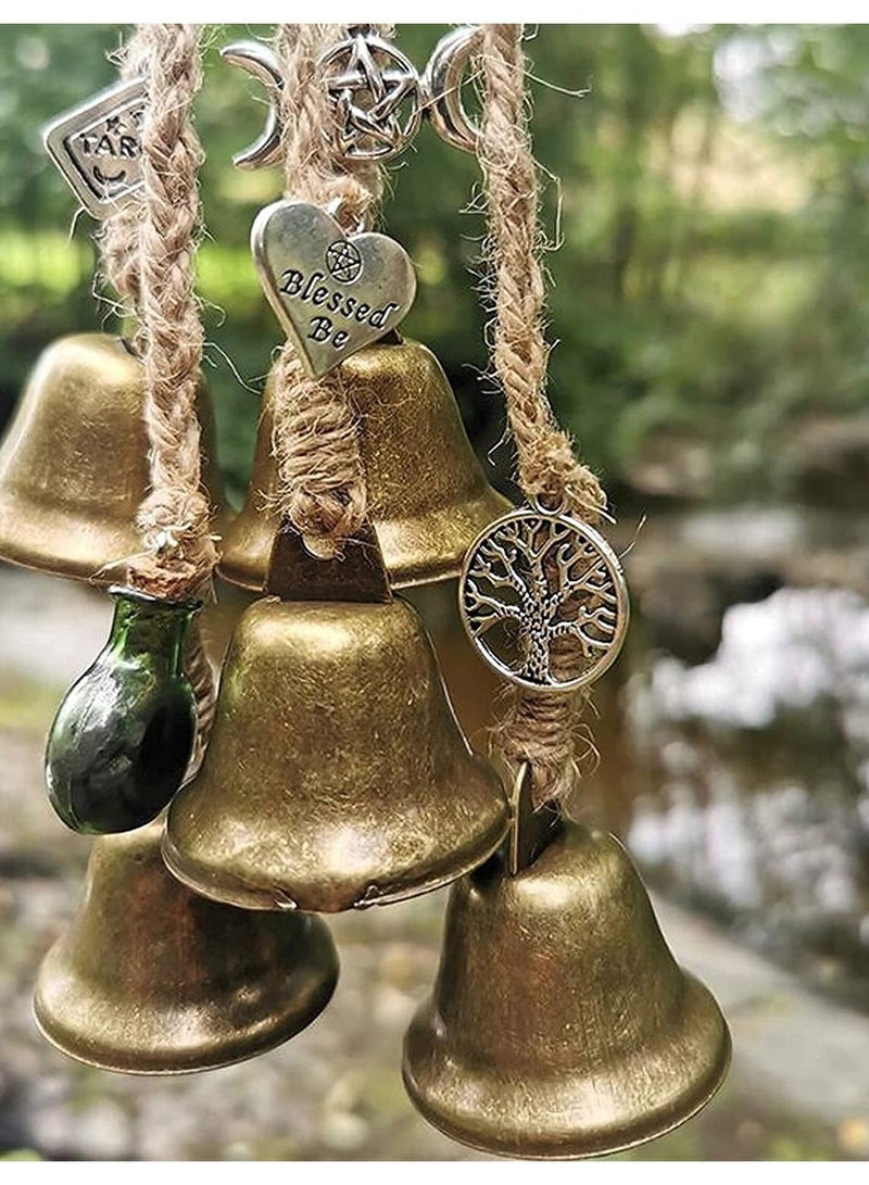 Witches Bells, Door Protection Charm & Boho Wind Chimes Ornaments (48mm), Magic Witchy Decor for Porch, Garden, and Window - Image 1