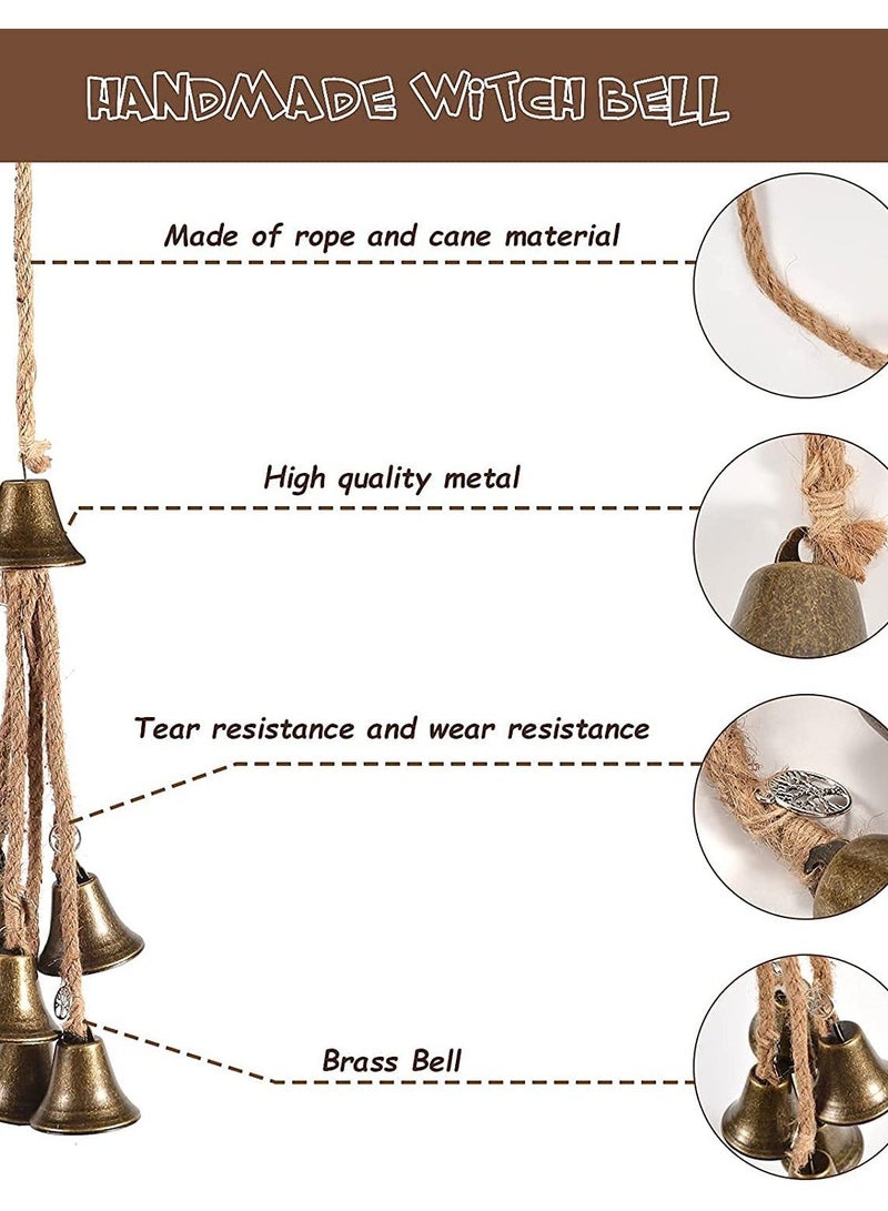 Witches Bells, Door Protection Charm & Boho Wind Chimes Ornaments (48mm), Magic Witchy Decor for Porch, Garden, and Window - Image 3