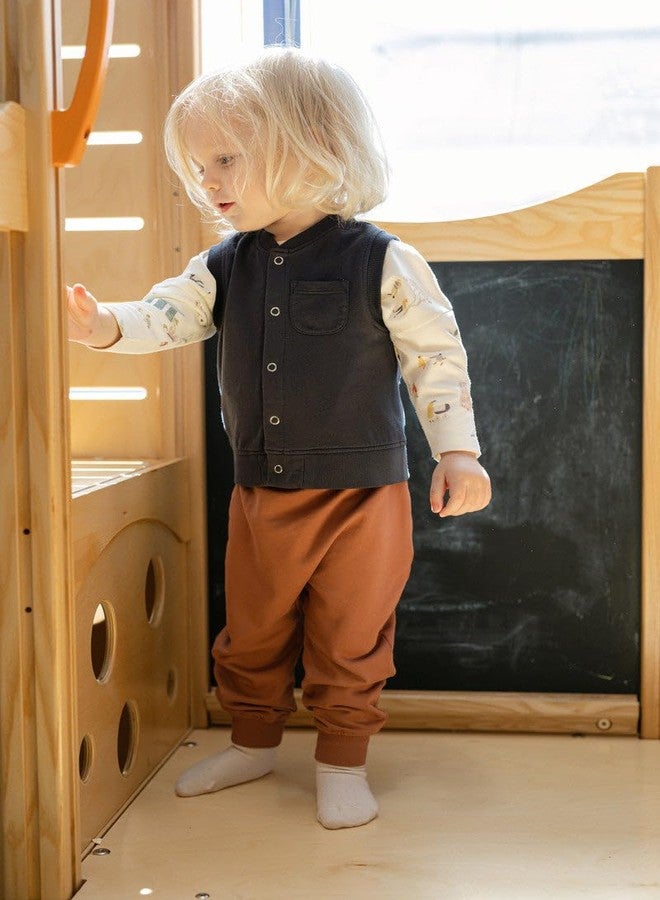 PEHR French Terry Patch Pocket Vest, Ink Blue | 100% Organic Cotton, Vintage-Washed French Terry, Unisex Baby & Toddler Vest with Snap Front and Ribbed Trim | Sizes 12-24 Months - Image 5