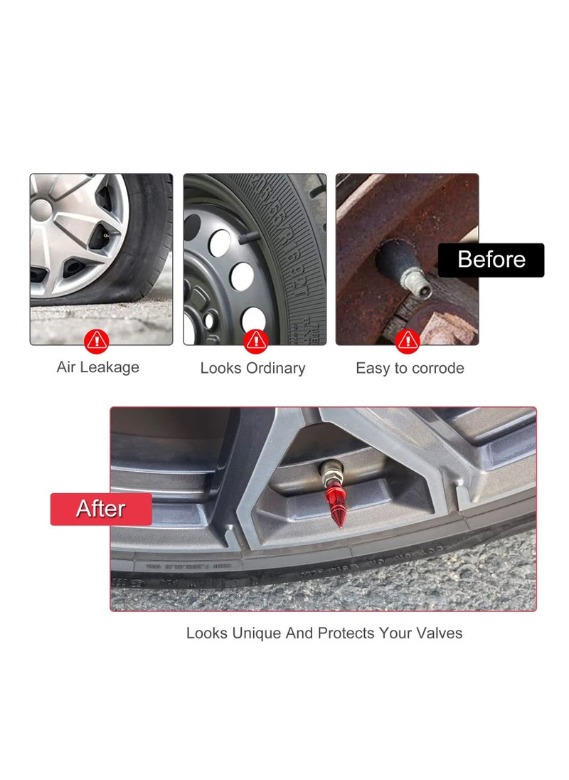 SYOSI 8 Pcs Long Impale Spiked Valve Caps 45 mm Tire Valve Stem Caps, Red Spike Air Caps Aluminum Alloy Cool Tire Valve Caps for Cars,SUVs,Trucks Bicycles and Motorcycles  - Image 4