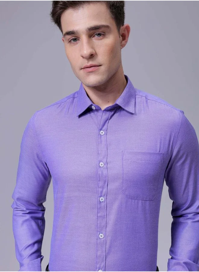 The Indian Garage Co Men Slim Fit Solid Full Sleeves Cutaway Collar Formal Shirt