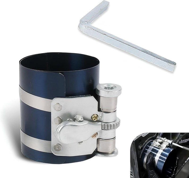 Neferta 1 PC Automotive 75mm Piston Ring Installation Tool, 53mm-175mm Anti-reverse Bending Spring Gear Adjustable Automatic Locking Ratchet Parallel Rod Piston Ring Clamp, Repair Accessories (Blue) - Image 1