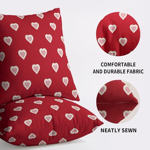 Smozenith Valentines Day Pillow Covers 18X18 Set of 2, Red Pink Valentine's Print Decorative Throw Pillow Covers Outdoor Farmhouse Holiday Anniversary Wedding Decorations Cushion Case Couch Sofa Bed Decor - Image 5
