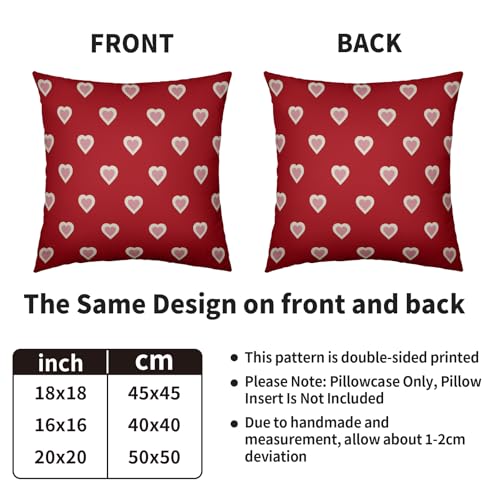 Smozenith Valentines Day Pillow Covers 18X18 Set of 2, Red Pink Valentine's Print Decorative Throw Pillow Covers Outdoor Farmhouse Holiday Anniversary Wedding Decorations Cushion Case Couch Sofa Bed Decor - Image 4