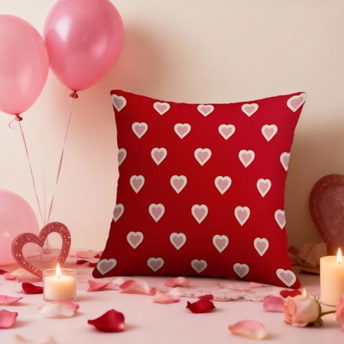 Smozenith Valentines Day Pillow Covers 18X18 Set of 2, Red Pink Valentine's Print Decorative Throw Pillow Covers Outdoor Farmhouse Holiday Anniversary Wedding Decorations Cushion Case Couch Sofa Bed Decor - Image 3