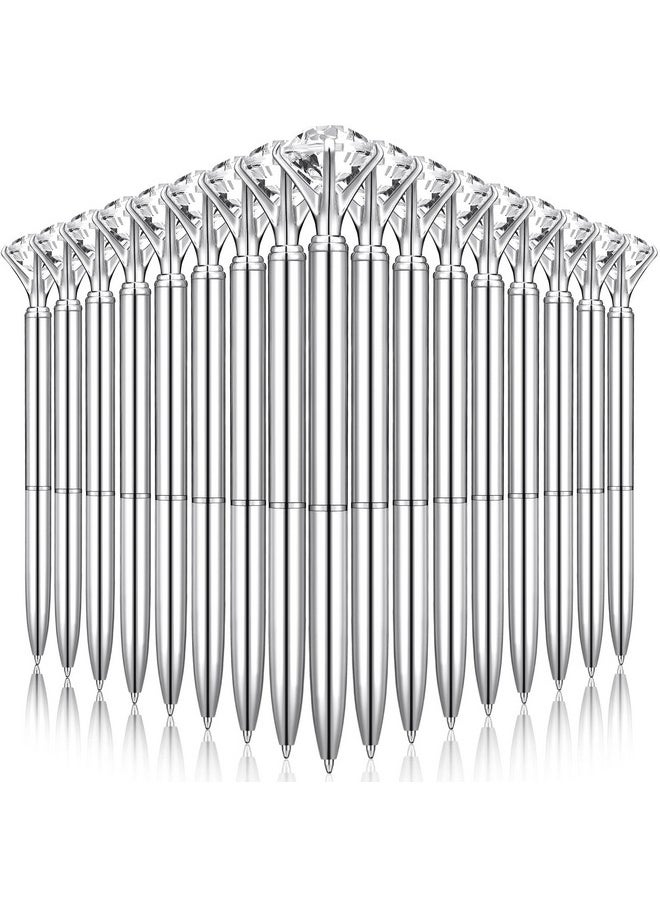 Leinuosen Leinuosen 50 Pcs Bulk Diamond Pens with Crystal Bridal Shower Pens Metal Bling Pens with Black Ink Cute Ballpoint Pens Beautiful Wedding Pens for Bridal Shower Party Office School (Silver)  - Image 1