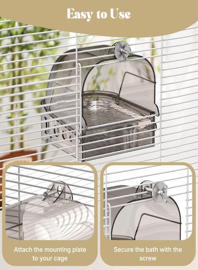 باوفلي حوض استحمام للطيور من باوفلاي، مناسب للأقفاص، حوض استحمام للببغاء، حوض استحمام للطيور، حوض استحمام للأقفاص للتغذية والراحة، صندوق حوض استحمام أكريليك للببغاء، الكوكاتيل، البادجي، الكناري، طائر الحب، والكناري. - Image 3