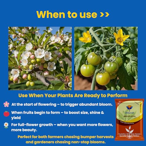 Utkarsh MKP 00 52 34 - Mono Potassium Phosphate, 100% Water Soluble Foliar Spray Nutrition | NPK Fertilizers for Growth, Flowering & Fruiting in Plants, Home Garden (900 gm; Pack of 1) - Image 4