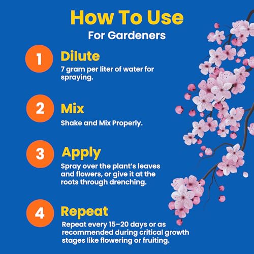 Utkarsh MKP 00 52 34 - Mono Potassium Phosphate, 100% Water Soluble Foliar Spray Nutrition | NPK Fertilizers for Growth, Flowering & Fruiting in Plants, Home Garden (900 gm; Pack of 1) - Image 5