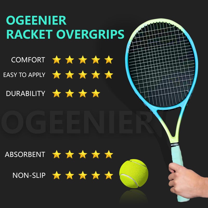 Ogeenier Pack of 6 Grip Tape Tennis Racket Unisex Non-Slip and Anti-Sweat for Tennis Grip Tape Soft Natural Hold Overgrip Tennis Racket Badminton Racket Squash Racket Padel - Image 4