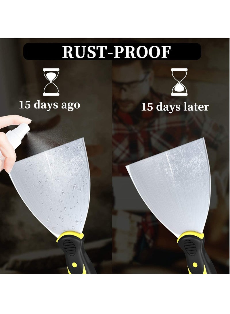 SYOSI Putty Knife Scrapers, Spackle Knife, Metal Scraper Tool for Drywall Finishing, Plaster Scraping, Decals, and Wallpaper (4 Pack, 5”, 4”, 3” Wide)  - Image 5
