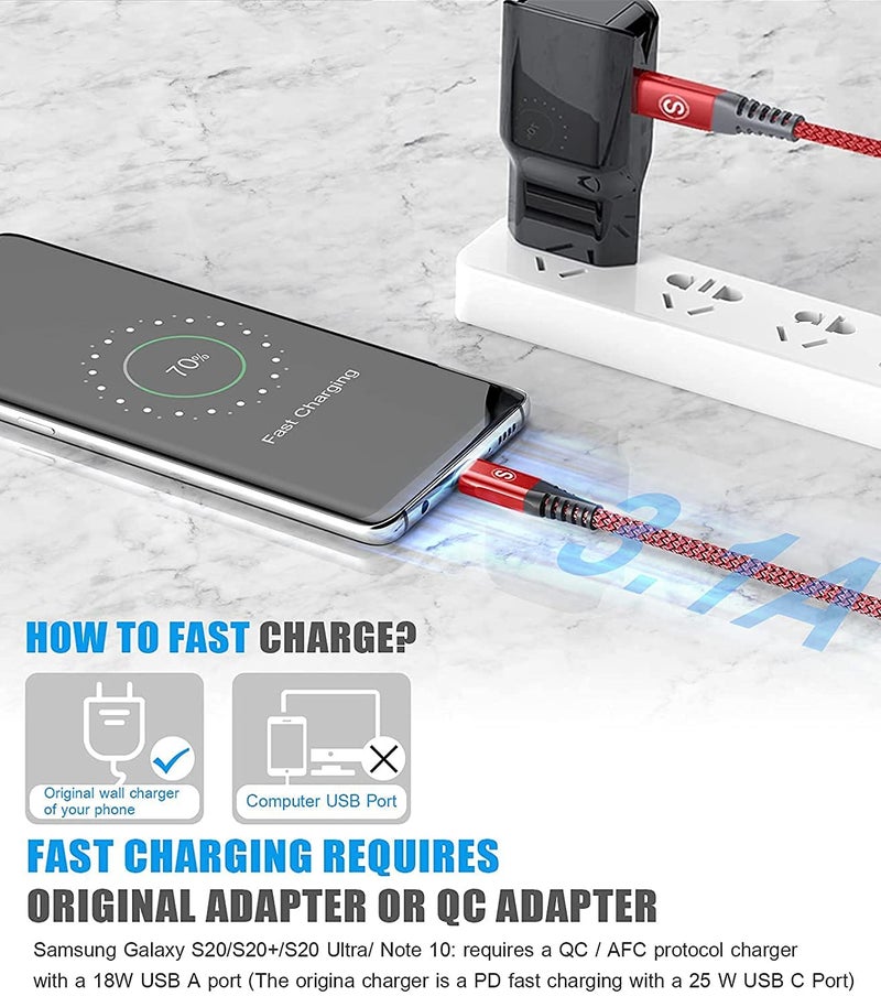 sweguard Set product combo compatible USB C Cable [2-Pack,1M ], 60W Nylon-Braided Fasting Charging Cable USB C to Type C for iPhone 15 16 17 Pro Max Plus Air,MacBook,iPad Pro,Galaxy S25 S24 S23 S22 S21, Huawei-Red Wide usage compatibility - Image 3
