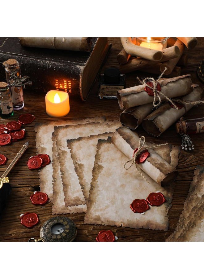 Sinload Vintage Writing Set Includes 100 Letter Papers 100 Wax Seal Stickers 3 Strands of Twine Suitable for Antique Writers Wedding Invitations Witch Halloween Parties Office Supplies(5 x 7 Inch) - Image 4