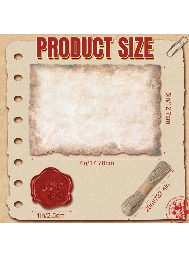 Sinload Vintage Writing Set Includes 100 Letter Papers 100 Wax Seal Stickers 3 Strands of Twine Suitable for Antique Writers Wedding Invitations Witch Halloween Parties Office Supplies(5 x 7 Inch) - Image 2