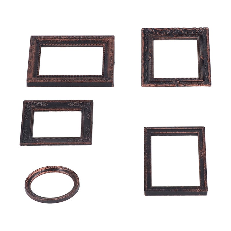 Miniature Picture Frame Vintage Lifelike Exquisite Mini Photo Frame for 1/12 Dollhouse 5pcs - Image 3