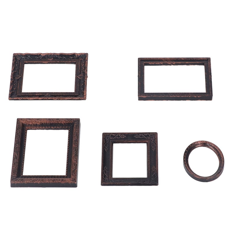 Miniature Picture Frame Vintage Lifelike Exquisite Mini Photo Frame for 1/12 Dollhouse 5pcs - Image 5