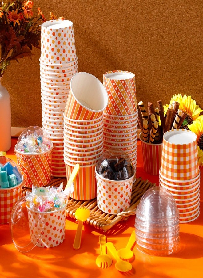 Nosiny 180 Pcs Fall Paper Bowls 9 oz Disposable Thanksgiving Ice Cream Bowls 80 Pcs Fall Cups with Lids and 100 Spoons Autumn Snack Cups for Hot or Cold Food Harvest Party Supplies - Image 5