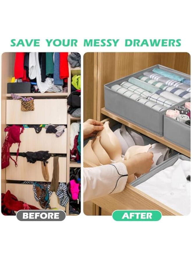 Drawer Clothing Organizer 16-Pack, Grey 3 Sizes Underwear Drawer Dividers, Fabric Folding Wardrobe Organizer, Can Store Baby Clothes, Bras, Underwear, Panties, Belts, Socks, Ties  - Image 2