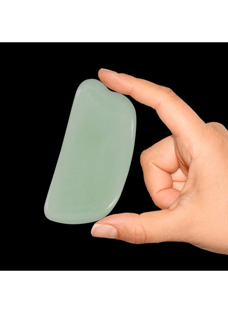 Ladista Ladista GSBLD74 Gua Sha Scraping Massage Tool for Facial Glow Blood Circulation Natural Jade Stone Removes Toxins Prevents Wrinkles Boost Radiance of Complexion 1 Pc Light Green  - Image 2