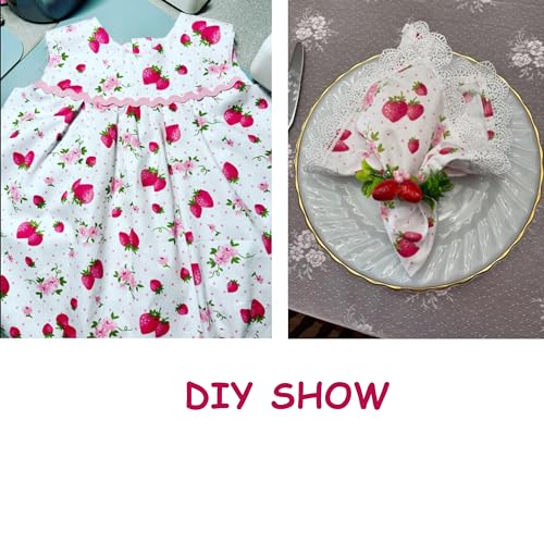 Hanjunzhao Strawberry Fabric by The Yard, Strawberries on White Background, Cotton Fabric for Clothing Sewing and Arts Crafts, 39 by 63-inch (1.09 by 1.75-Yard), Pink White - Image 5