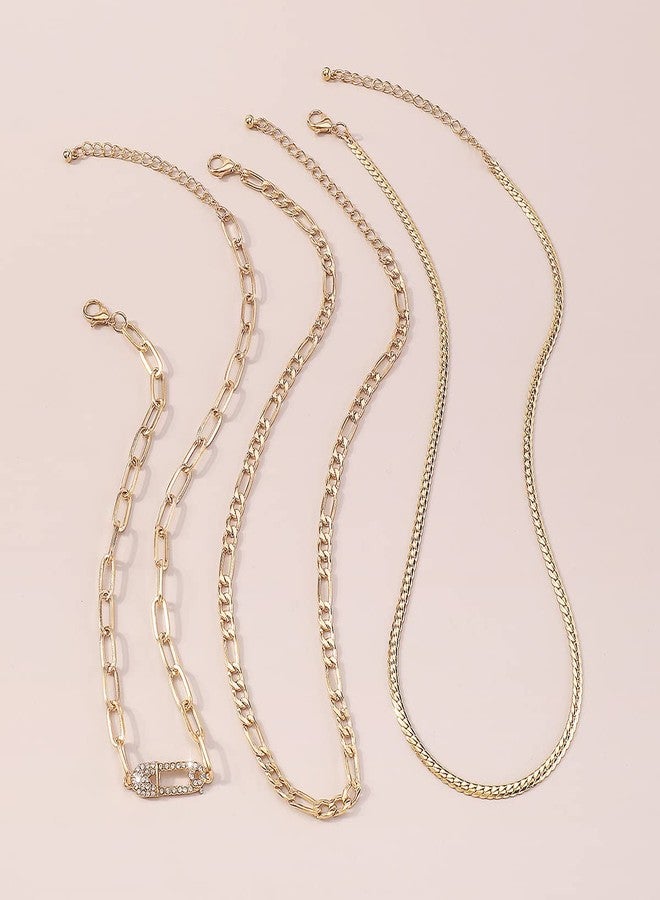 Chargances Dainty Rhinestone Paperclip Choker Layered Crystal Snoke Bone Chain Necklace Fashion Adjustable Jewelry for Women Gift Party (Gold) - Image 5