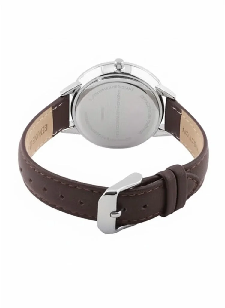 French Connection White Dial Brown Leather Strap Chronograph Watch for Women 36mm