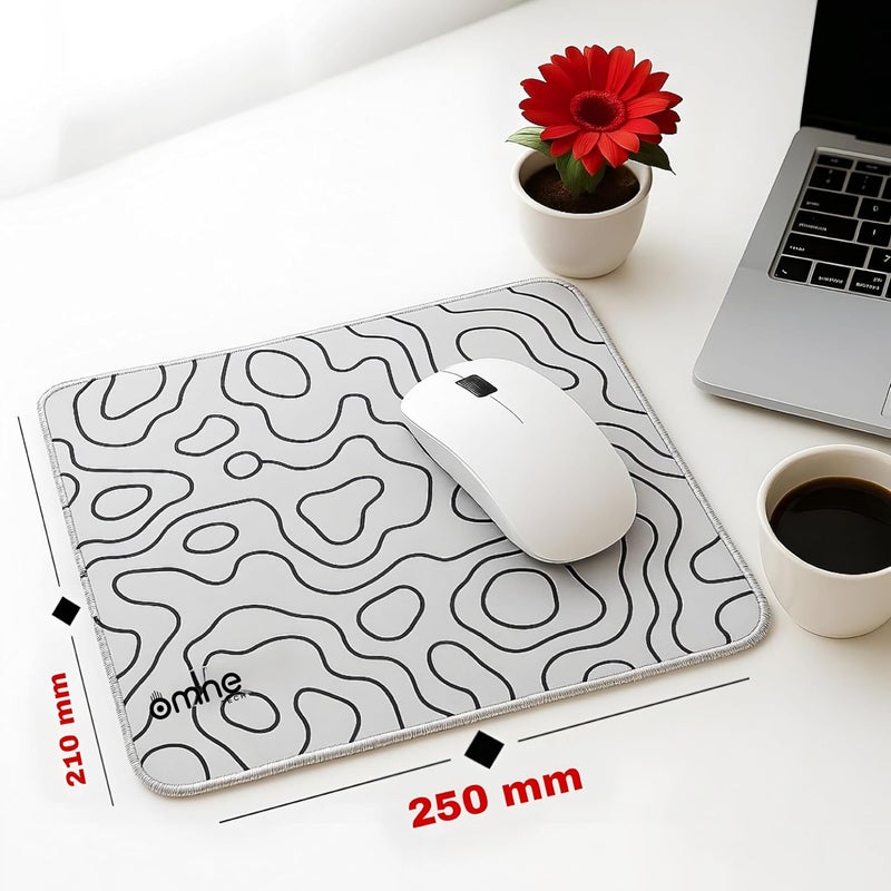 omne TECH Topographic Pattern Mouse Mat | Premium Gaming & Office Mouse Pad | 3mm Thick Anti-Slip Rubber Base | Smooth Speed Surface | Stitched Edges | Black-Red & White-Black Designs - Image 4