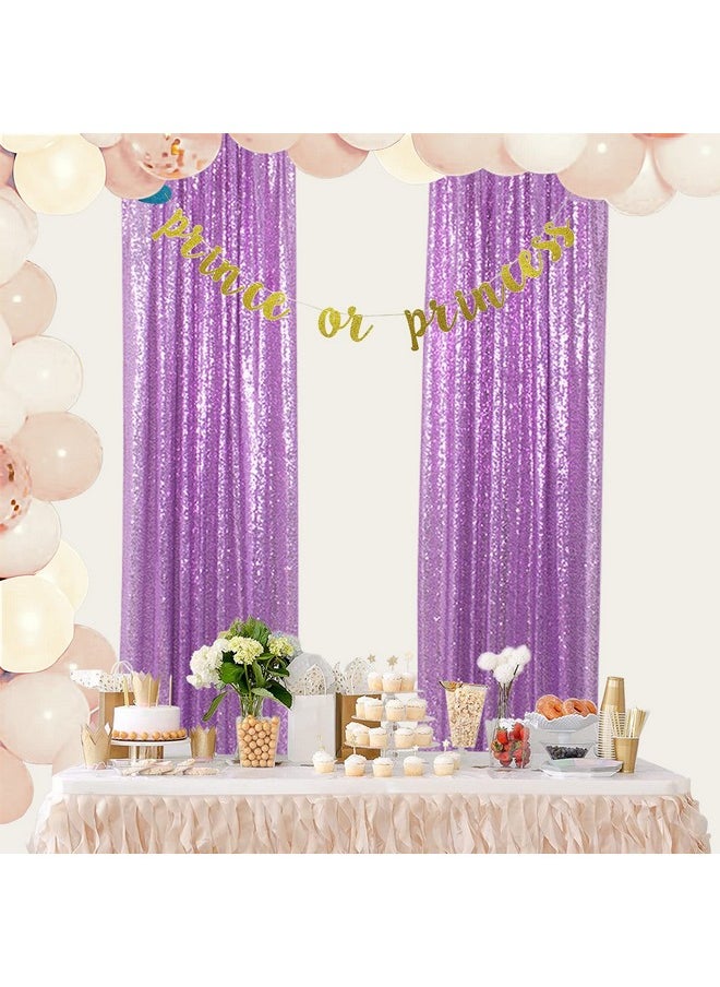 ShinyBeauty Sequin Curtains 2 Panels Lavender 2Ftx8Ft Sequin Photo Backdrop Sequin Backdrop Curtain Pack Of 2 1011E  - Image 1