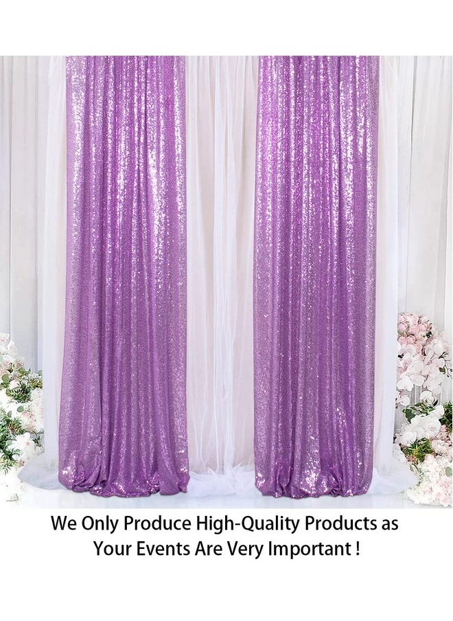 ShinyBeauty Sequin Curtains 2 Panels Lavender 2Ftx8Ft Sequin Photo Backdrop Sequin Backdrop Curtain Pack Of 2 1011E  - Image 2