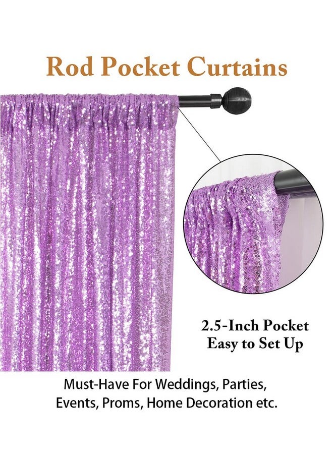ShinyBeauty Sequin Curtains 2 Panels Lavender 2Ftx8Ft Sequin Photo Backdrop Sequin Backdrop Curtain Pack Of 2 1011E  - Image 4