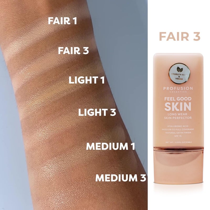Profusion Cosmetics Lightweight Liquid Foundation for a Flawless and Elegant Radiance, Breathable Makeup that Improves Uneven Skin Tone, Vegan & Cruelty-Free - Fair 3 - Image 5